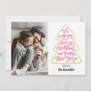 Weihnachtsbaumtypografie Holiday Fotokarte Feiertagskarte