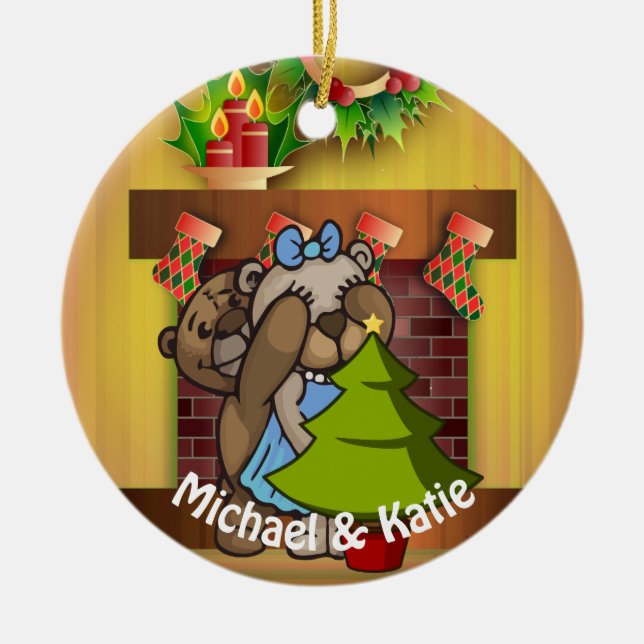 Weihnachtsbaumüberraschung Keramik Ornament (Vorne)