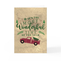 Weihnachtsbaumwagen mit fröhlichem Zitat