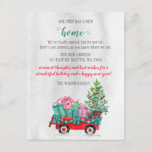 Weihnachtsbaumwagen Wir sind umgezogen Holiday Umz Postkarte