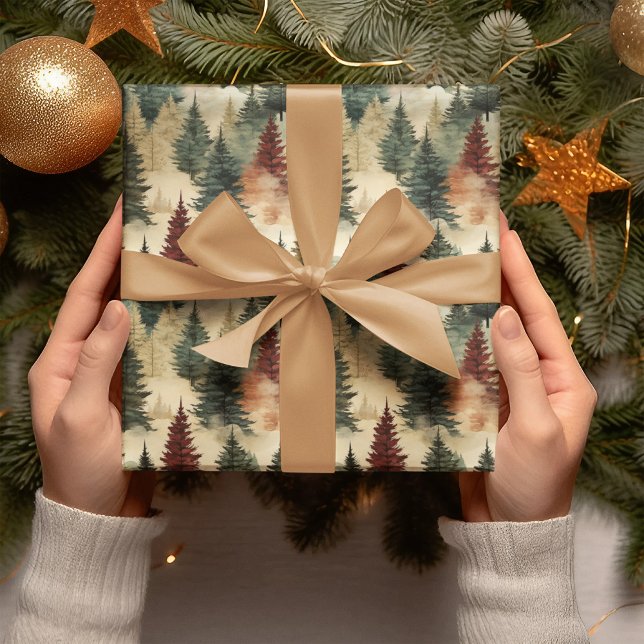 Weihnachtsbaumwald Pine Tree Geschenkpapier (Von Creator hochgeladen)