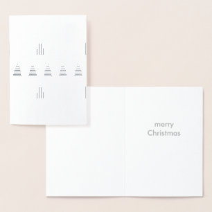 Weihnachtsbaumwald Silver Foil Merry White Folienkarte