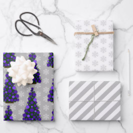 Weihnachtsbaumwrapping Paper Flat Sheet Set von 3 Geschenkpapier Set