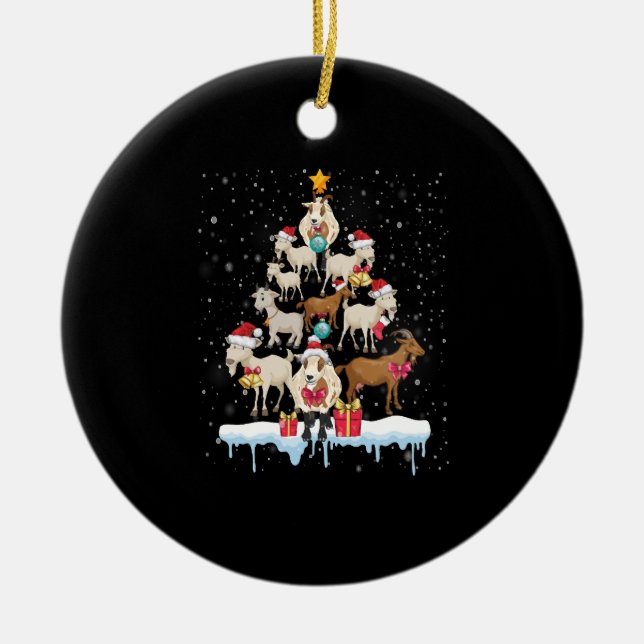 Weihnachtsbaumziegen T Shirt Keramik Ornament (Vorne)