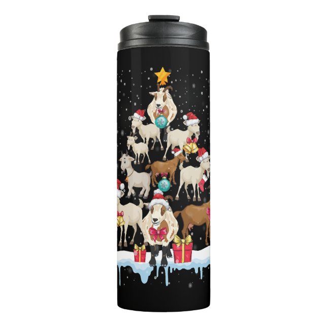 Weihnachtsbaumziegen T Shirt Thermosbecher (Vorderseite)