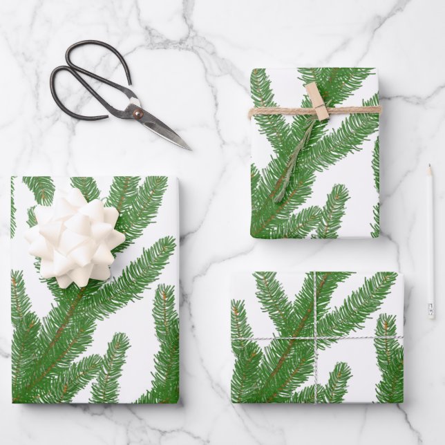 Weihnachtsbaumzweige Geschenkpapier Set (Vorderseite)