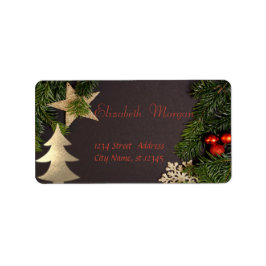 Weihnachtsbaumzweige, Goldene Tree, Star Adressaufkleber