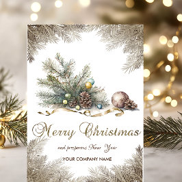 Weihnachtsbaumzweige, Kiefernfüße, Bälle für Unter Feiertagskarte