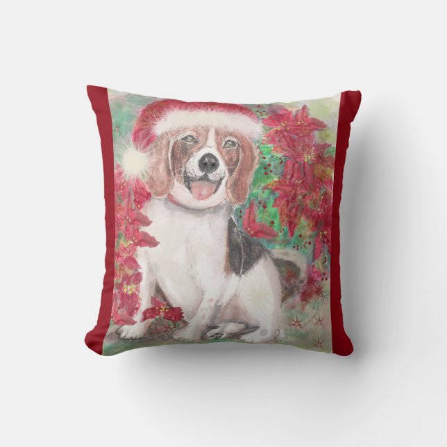 WeihnachtsBeagle Kissen (Vorderseite)