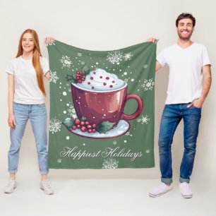Weihnachtsbecher heiße Schokolade Grün Fleecedecke