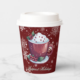 Weihnachtsbecher mit heißer Schokolade | Rote Papi Pappbecher