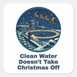 Weihnachtsbediener für sauberes Wasser Quadratischer Aufkleber