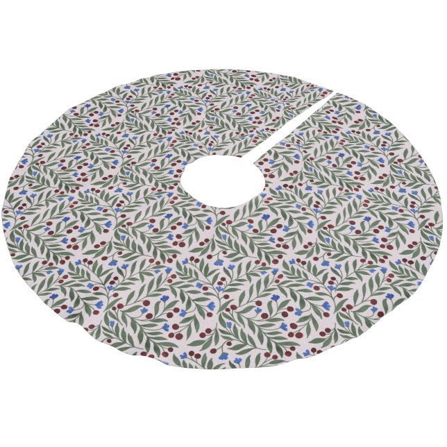 Weihnachtsbeeren, gemustert polyester weihnachtsbaumdecke (Schrägansicht)