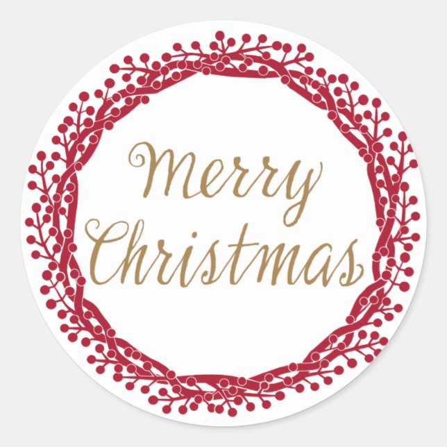 Weihnachtsbeeren-Kaminaufkleber Runder Aufkleber (Vorderseite)