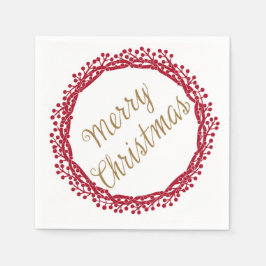 Weihnachtsbeeren-Kränz-Cocktailservietten Serviette