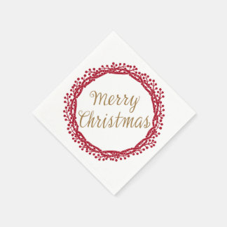Weihnachtsbeeren-Kränz-Cocktailservietten Serviette