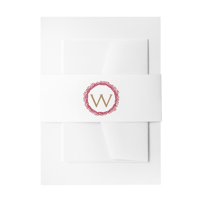 Weihnachtsbeeren-Kranzmonogramm-Bauchbänder Einladungsbanderole (Vorderseite Beispiel)
