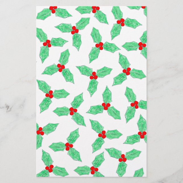Weihnachtsbeeren-Muster Briefpapier (Vorderseite)