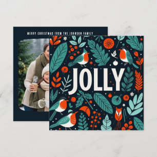 Weihnachtsbeeren und -robinen feiertagskarte