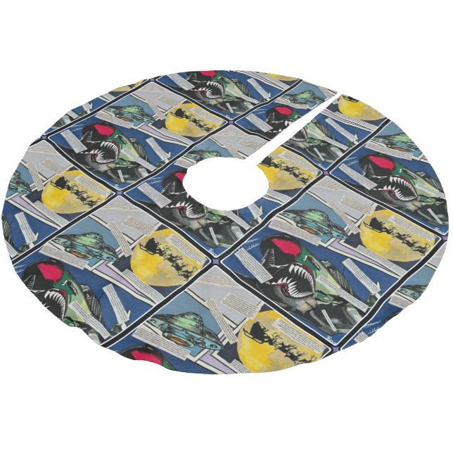 'Weihnachtsbegegnungen' Malerei auf einem Polyester Weihnachtsbaumdecke (Schrägansicht)