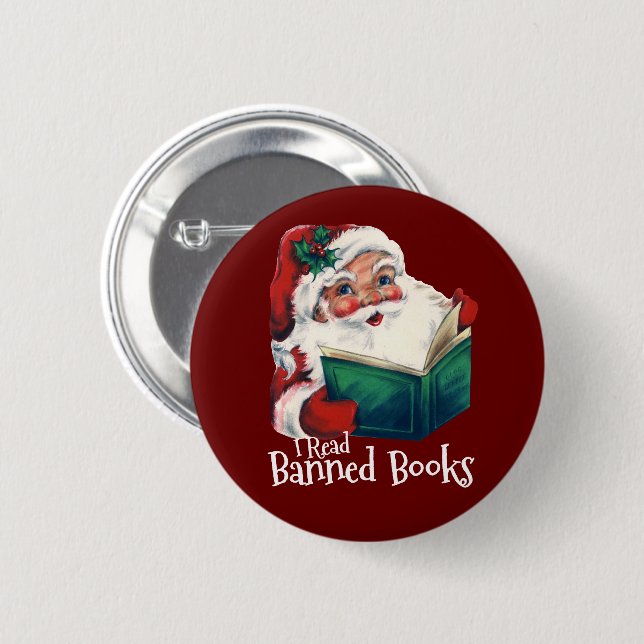 Weihnachtsbeläge verbotene Bücher Button (Vorne & Hinten)