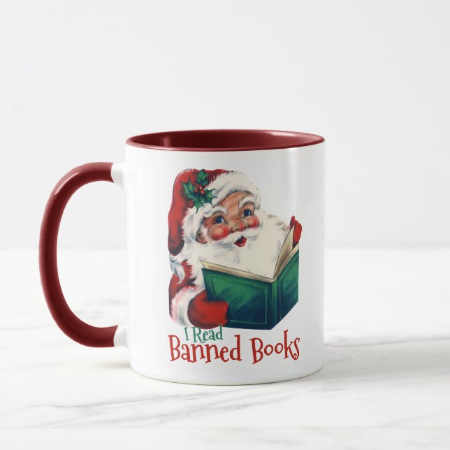Weihnachtsbeläge verbotene Bücher Tasse (Links)