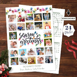 Weihnachtsbeleuchtung 24 FotoCollage 2026 Kalender Feiertagskarte