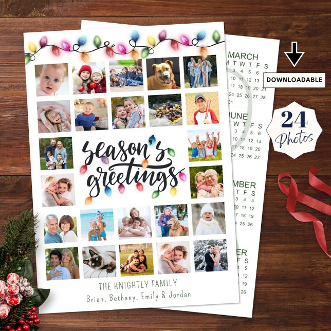 Weihnachtsbeleuchtung 24 FotoCollage 2026 Kalender Feiertagskarte (Von Creator hochgeladen)