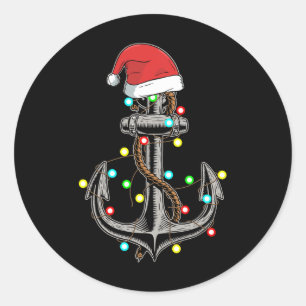 Weihnachtsbeleuchtung Anker Bootfahren Segeln Lust Runder Aufkleber