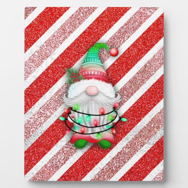 Weihnachtsbeleuchtung auf Candy Cane Glitzer Fotoplatte (Vorderseite)