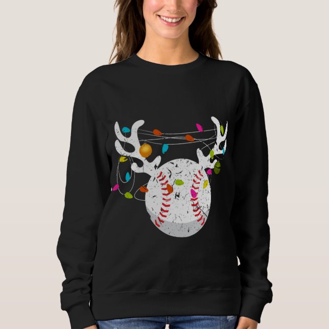 Weihnachtsbeleuchtung Baseball Ball Funny Xmas Sweatshirt (Vorderseite)