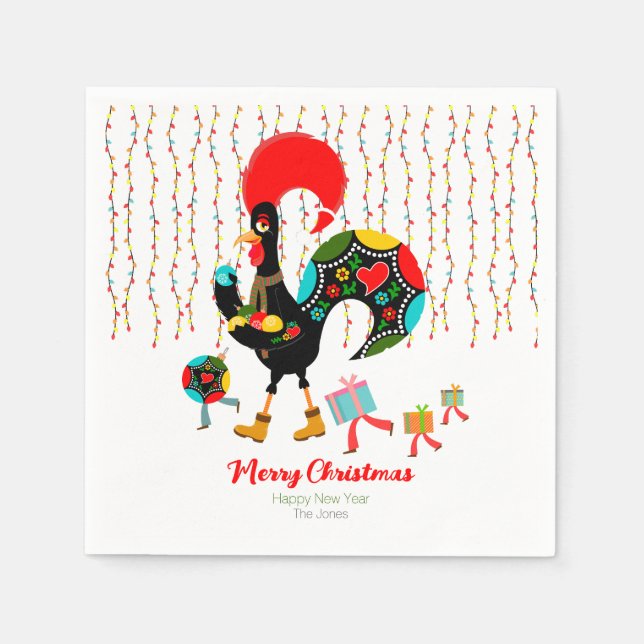 Weihnachtsbeleuchtung, Baubel, Geschenke und Raste Serviette (Vorderseite)
