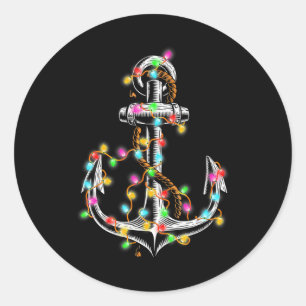 Weihnachtsbeleuchtung Bootfahren Anchor Santa Sail Runder Aufkleber