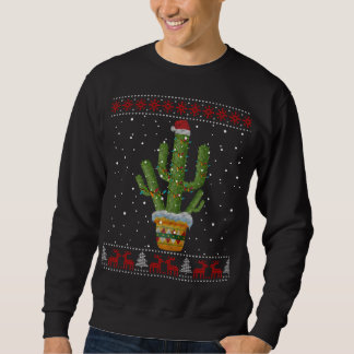 Weihnachtsbeleuchtung Cactus Lover Funny Xmas Ugly Sweatshirt