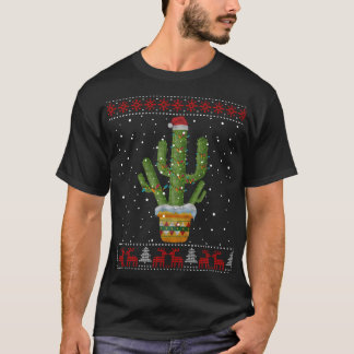 Weihnachtsbeleuchtung Cactus Lover Funny Xmas Ugly T-Shirt