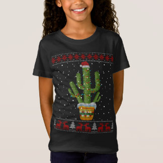 Weihnachtsbeleuchtung Cactus Lover Funny Xmas Ugly T-Shirt