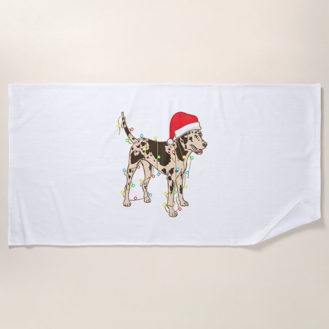 Weihnachtsbeleuchtung Catahoula Leopard Dog Lover  Strandtuch (Vorderseite)