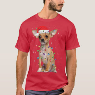 Weihnachtsbeleuchtung Chihuahua mit Weihnachtsmann T-Shirt