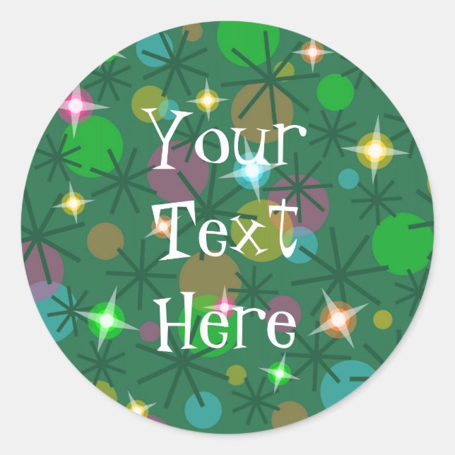 Weihnachtsbeleuchtung "Dein Text" rund Runder Aufkleber (Vorderseite)