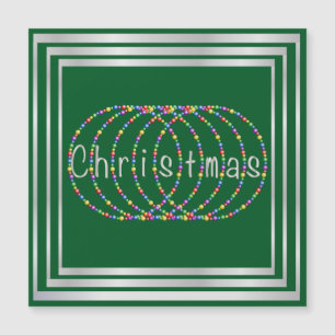 Weihnachtsbeleuchtung Design auf Grün mit Silber Magnetkarte