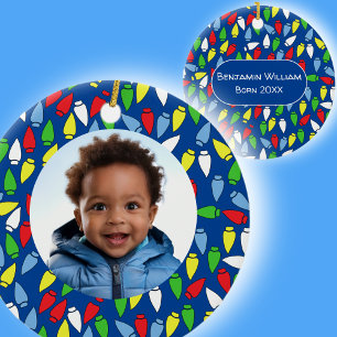 Weihnachtsbeleuchtung Enkel blau Keramik Ornament