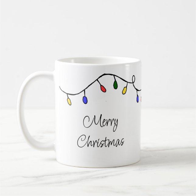 Weihnachtsbeleuchtung farbenfroher Feiertag Kaffeetasse (Links)