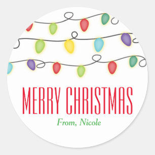 Weihnachtsbeleuchtung Feiertag Party Gefallen Stic Runder Aufkleber