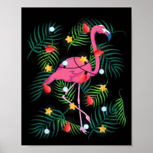 Weihnachtsbeleuchtung Flamingo Hawaii Lustiger Tro Poster