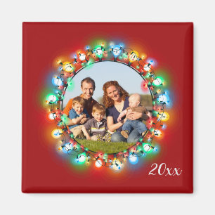 Weihnachtsbeleuchtung Foto Kranz mit Jahr Magnet