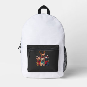 Weihnachtsbeleuchtung Französische Bulldoggen Weih Bedruckter Rucksack