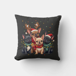 Weihnachtsbeleuchtung Französische Bulldoggen Xmas Kissen