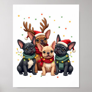 Weihnachtsbeleuchtung Französische Bulldoggen Xmas Poster