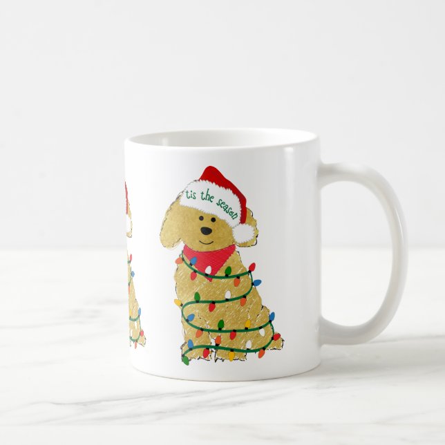 Weihnachtsbeleuchtung Goldendoodle Tasse (Rechts)