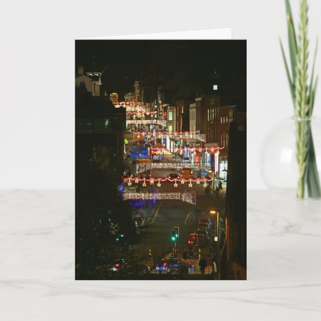 Weihnachtsbeleuchtung Guildford Feiertagskarte (Vorderseite)